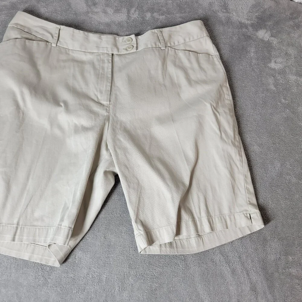 George Womens Shorts 18 Plus Beige Zip Fly London Fit Lightweight Casual B12E